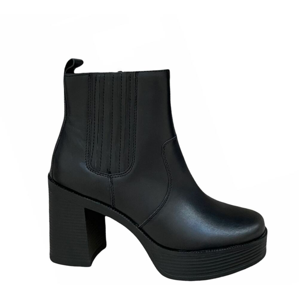 House of Harlow 1960 Hawthorne Ankle Boots Womens 10M Black Leather Chunky Heel